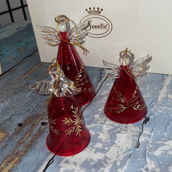 Vintage Sorelle Christmas Ornaments -  Set 3 pcs Red and Gold - Picture 7 of 12